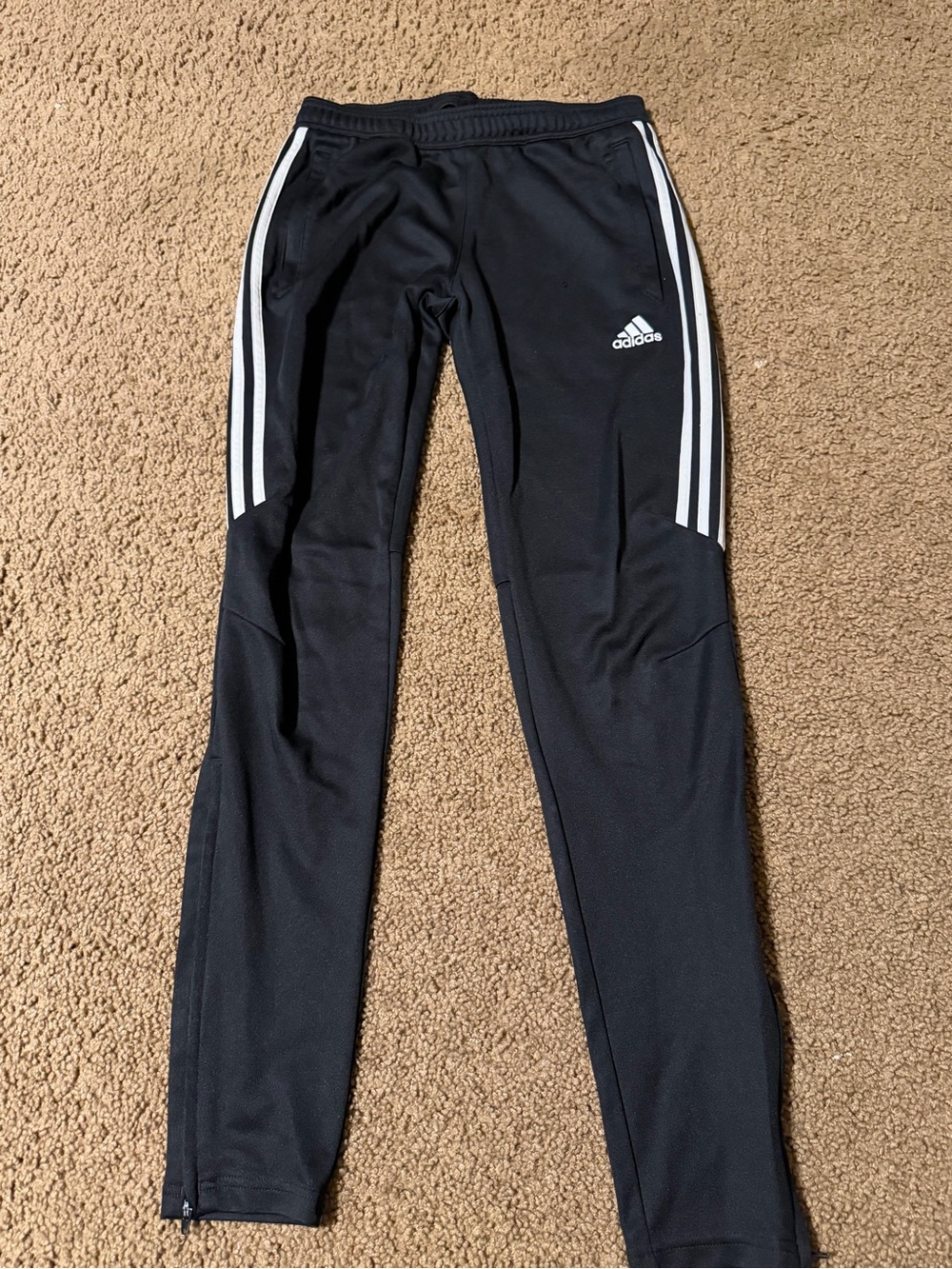 adidas Black Joggers with White Three-Stripes